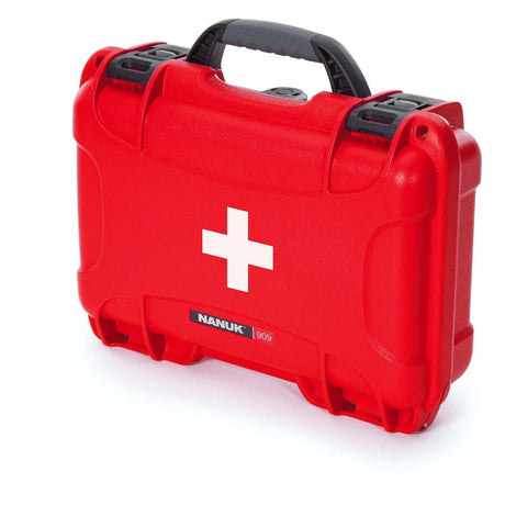 Nanuk Case 909 Empty w/ First Aid Logo Red Interior 291x178x93mm