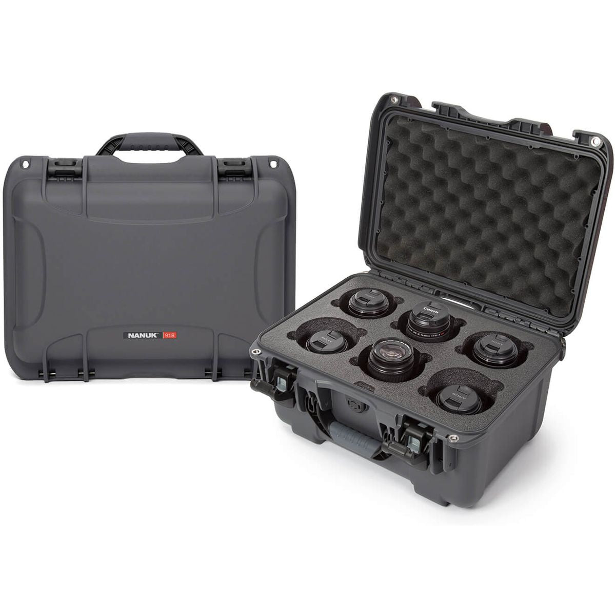 Nanuk Case w/ Foam Insert For 6 Lens Graphite Interior 376x246x193mm