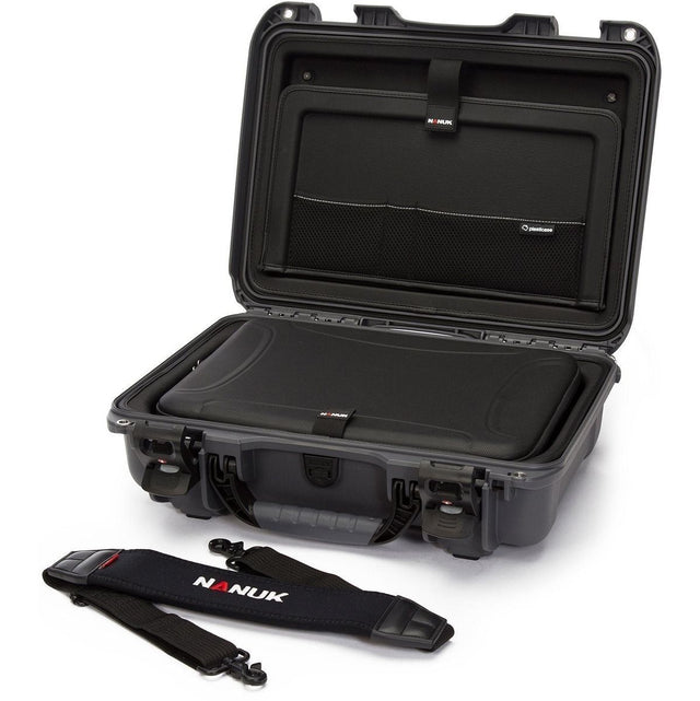 Nanuk Case w/ Laptop Kit w/ Strap (TSA Latches) Graphite Interior 424x287x137mm
