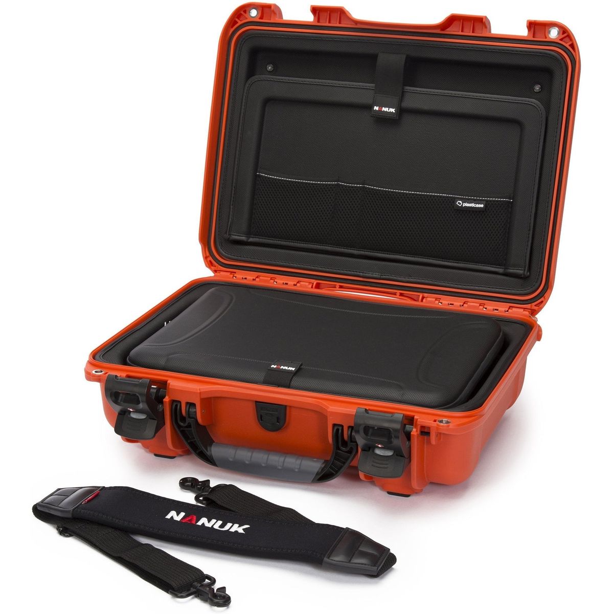 Nanuk Case w/ Laptop Kit w/ Strap (TSA Latches) Orange Interior 424x287x137mm