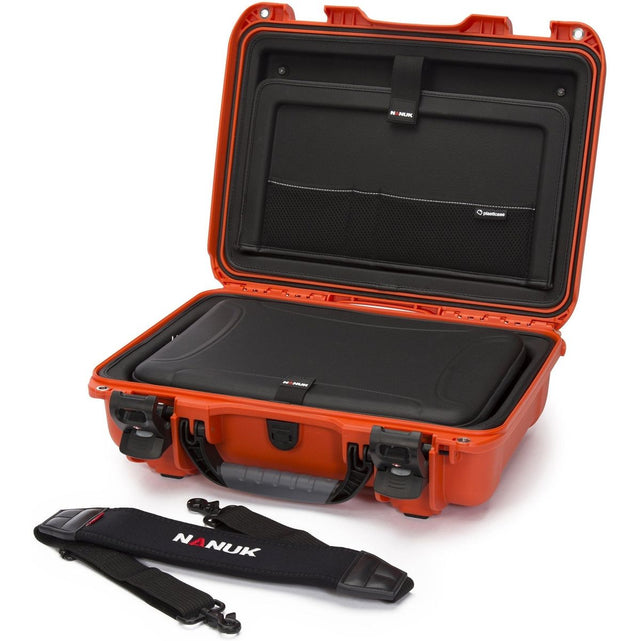 Nanuk Case w/ Laptop Kit w/ Strap (TSA Latches) Orange Interior 424x287x137mm