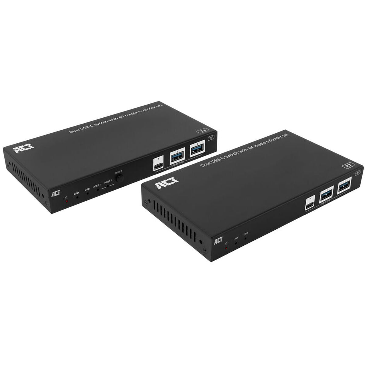 ACT Av Media Extender Set w/ Dual USB-C Switch CAT6a 100 Meters