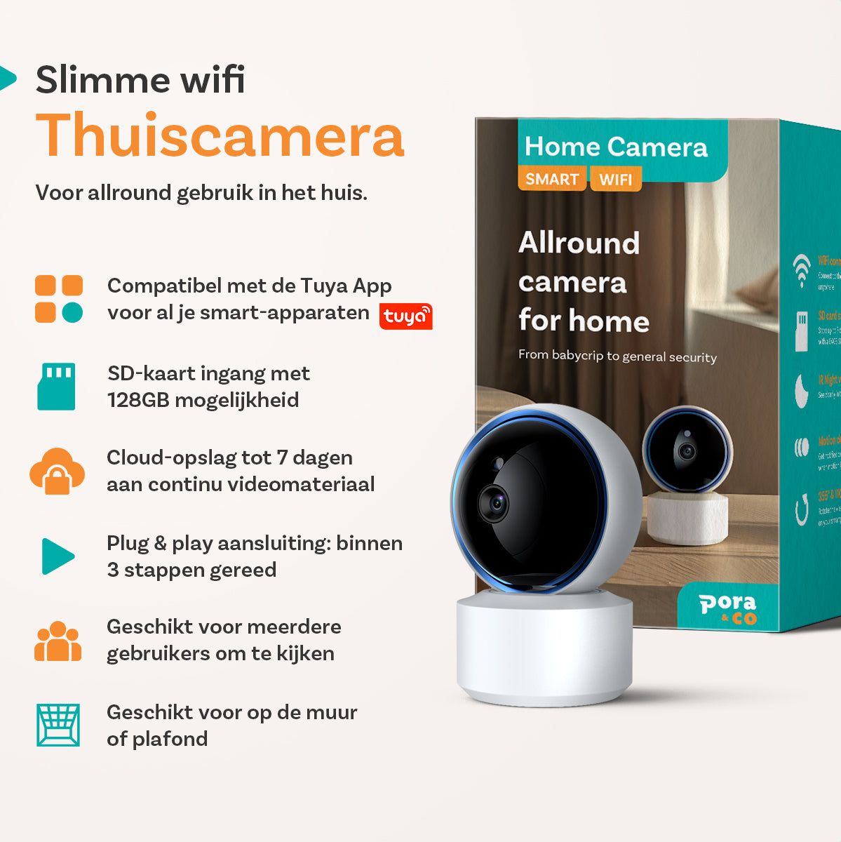 Pora&Co Security Camera - For Inside EN Outside-1080p Full HD Beeldresolutie - image 2 of 5