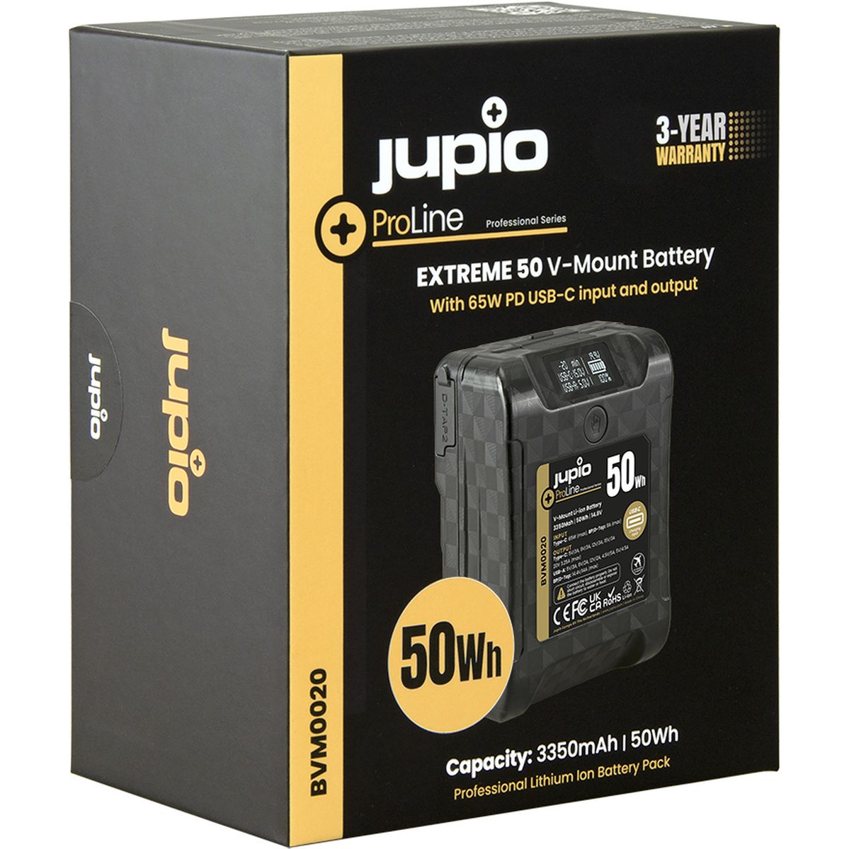 Jupio ProLine Extreme 50 V-Mount Battery 3350mAh (50WH) Display USB-C PD 65w - image 2 of 2