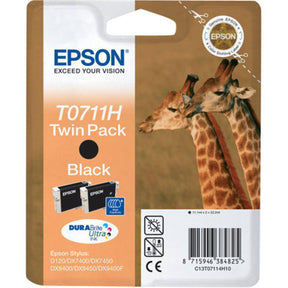 Epson T0711H Black Twin Pack DuraBrite Ultra - Giraffe