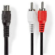 Nedis Subwoofer Cable 2X RCA M-RCA F 0.2m BK