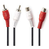 Nedis Stereo-Audio Cable 2X RCA M-2X RCA F 2.0m BK