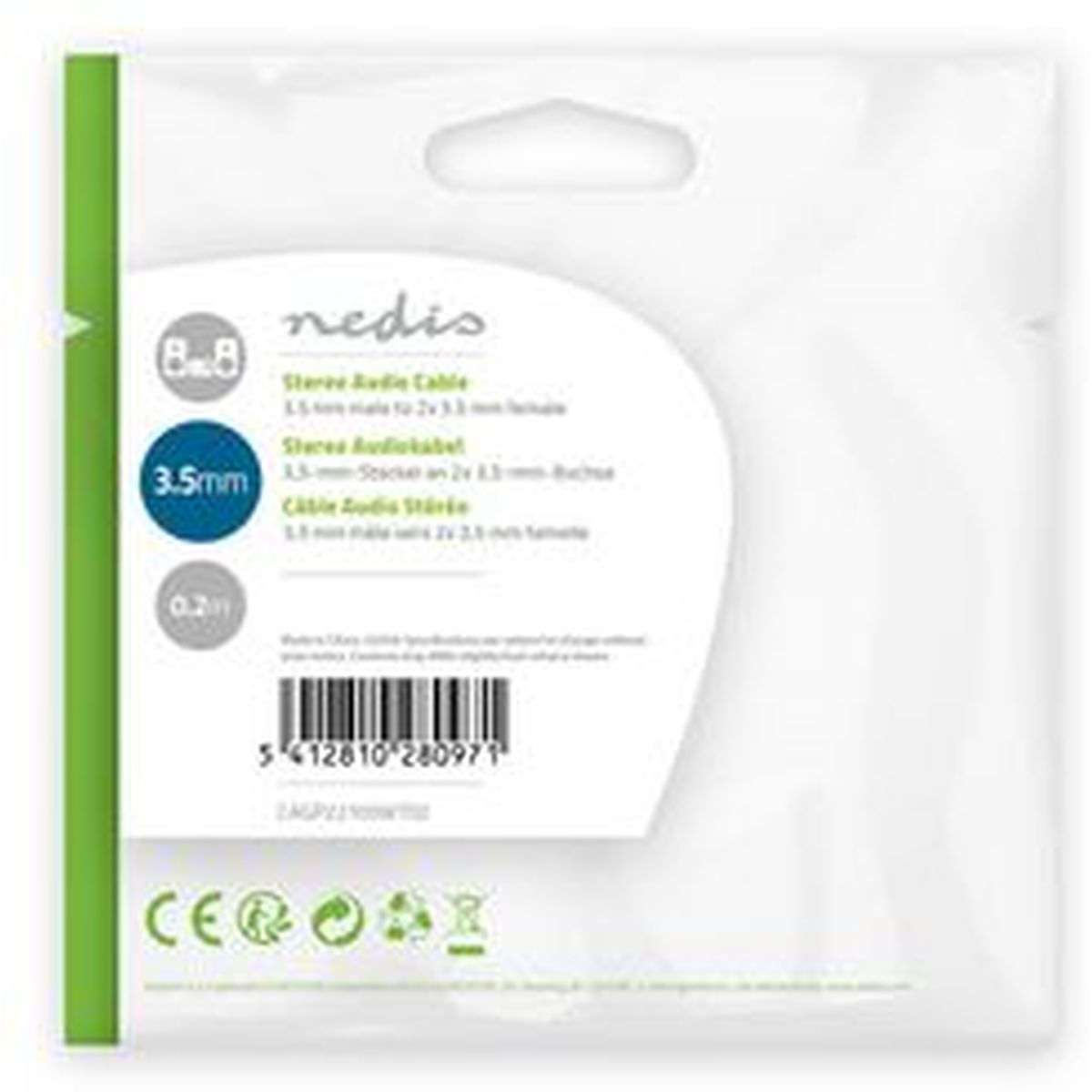 Nedis Stereo-Audio Cable 3.5mm M-2X 3.5mm F 0.2m WH - image 3 of 4