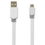 Nedis USB 2.0-CABLE Plat A M - Micro-B M 1.0m WH