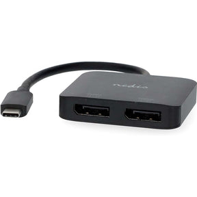 Nedis USB-C Adapter | USB 3.2 Gen 1 | USB-C M | 2X DP F | 4K@60Hz | 0.2m Black