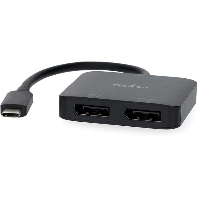 Nedis USB-C Adapter | USB 3.2 Gen 1 | USB-C M | 2X DP F | 4K@60Hz | 0.2m Black