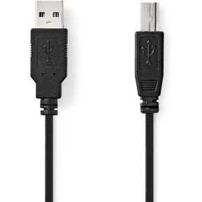 Nedis USB-Cable USB 2.0 USB-A M USB-B M 10 W 480 Mbps Nickel Plated 3.00m PVC
