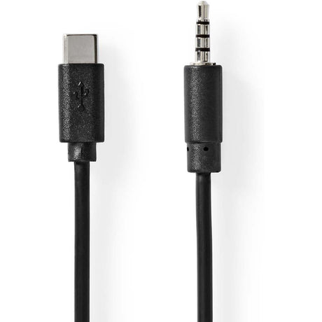 Nedis USB-C Adapter USB 2.0 USB-C Male 3.5 mm Male 1.00 M Round Nickled Black