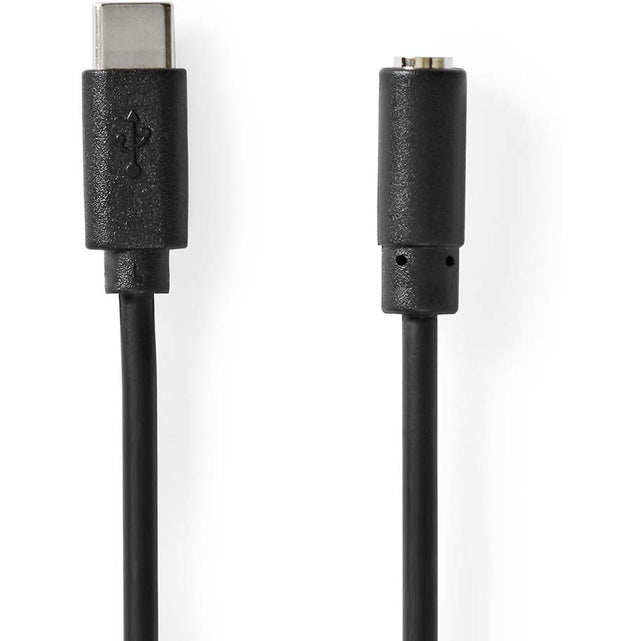 Nedis USB-C Adapter | USB 2.0 | USB-C M | 3.5mm F | 1m | Round | PVC | Black