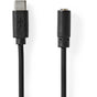 Nedis USB-C Adapter | USB 2.0 | USB-C M | 3.5mm F | 1m | Round | PVC | Black