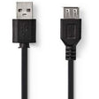 Nedis Cable USB 2.0 A M-USB A F 2.0m BK