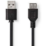 Nedis Cable USB 2.0 A M-USB A F 2.0m BK