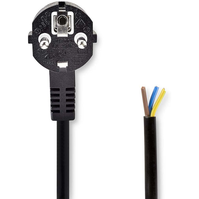 Nedis Power Cable | Type F (Cee 7/7) Male| Open| Straight| 2.00 M | PVC | Black