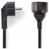 Nedis Power Cable Schuko M Angled-Schuko F 3.0m BK