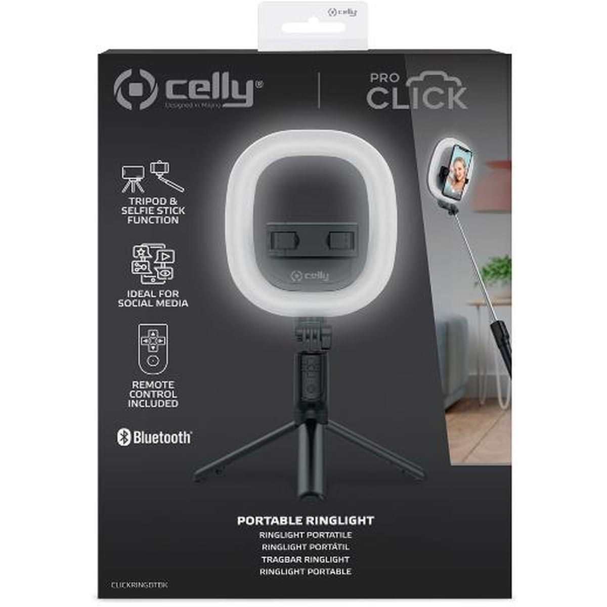 Celly Ring Light Compact Tripod Bluetooth