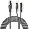 Nedis XLR-Audio Cable XLR 3-PINS F-2X RCA M 3.0m Grey