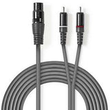 Nedis XLR-Audio Cable XLR 3-PINS F-2X RCA M 3.0m Grey