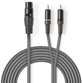 Nedis XLR-Audio Cable XLR 3-PINS F-2X RCA M 3.0m Grey