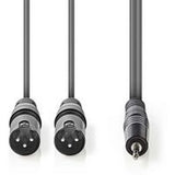 Nedis XLR-Audio Cable 2X XLR 3-PINS M-3.5mm M 3.0m Grey - image 2 of 3