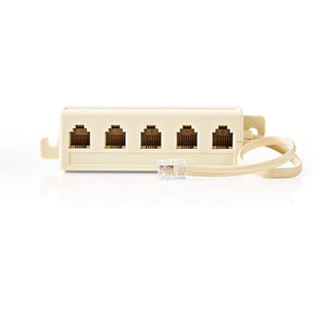 Nedis Telecom Extension Cable| RJ11 Male| 5X RJ11 Female| 0.20 M| Flat| Ivory