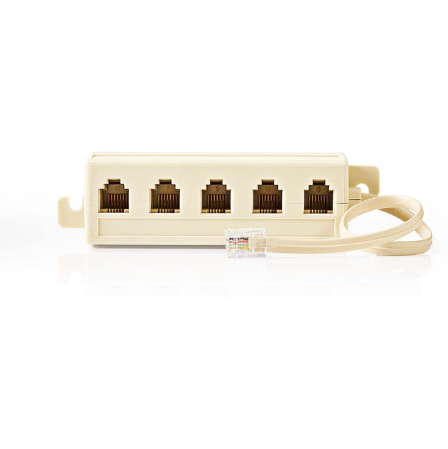 Nedis Telecom Extension Cable| RJ11 Male| 5X RJ11 Female| 0.20 M| Flat| Ivory