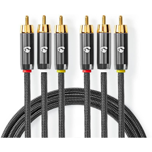 Nedis Composiet Video Cable | 3X RCA Male - 3X RCA Male | Gun