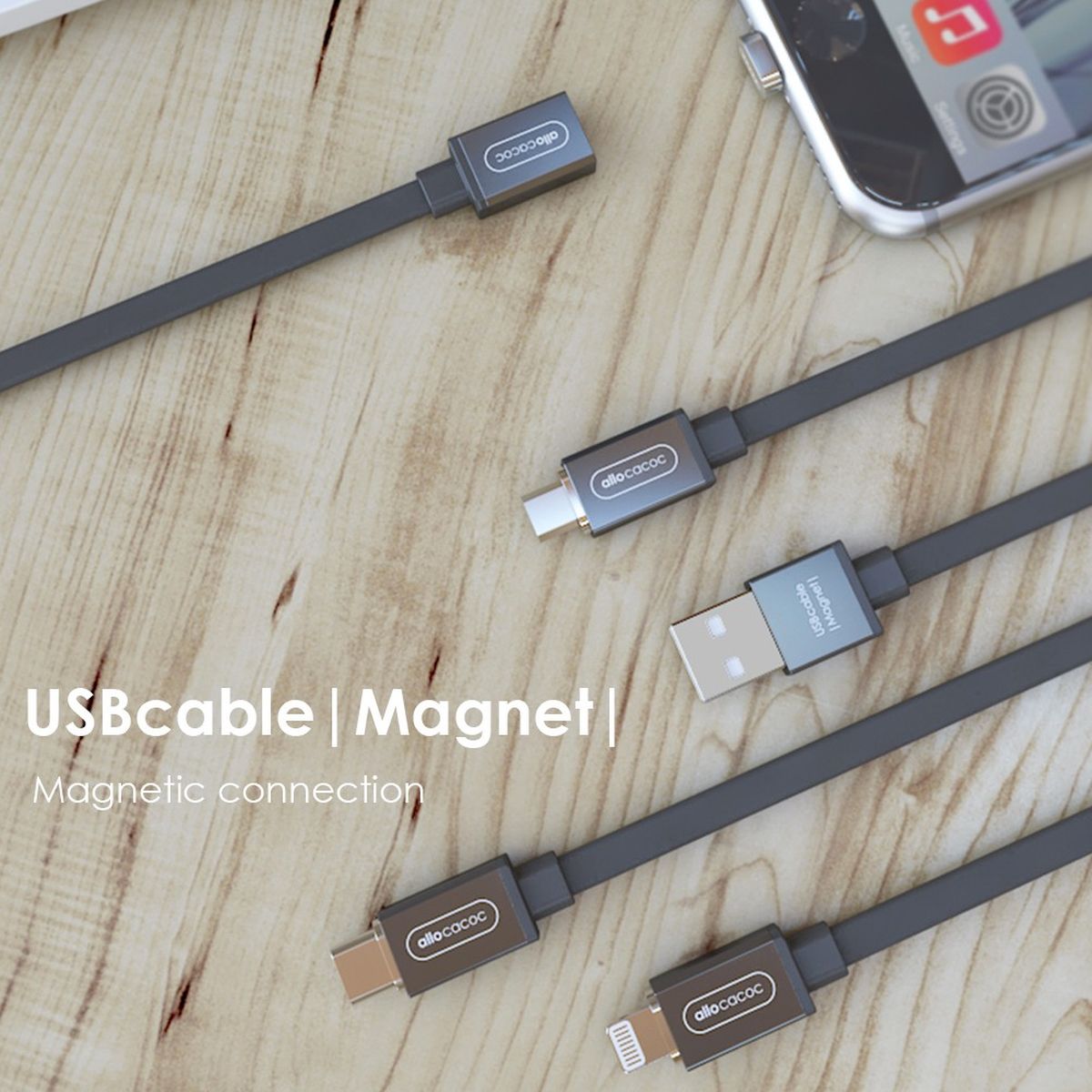 Allocacoc USB Cable | MicroUSB Magnet Grey - image 2 of 2