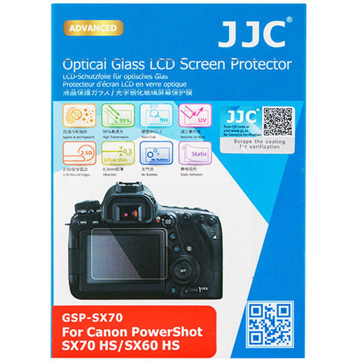 JJC Optischer Glasschutz Für Canon SX70HS & SX60HS Kameras
