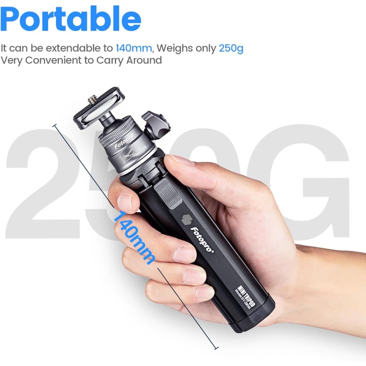 Fotopro SY-390 Pocket Tripod 1 Section Black - image 5 of 5