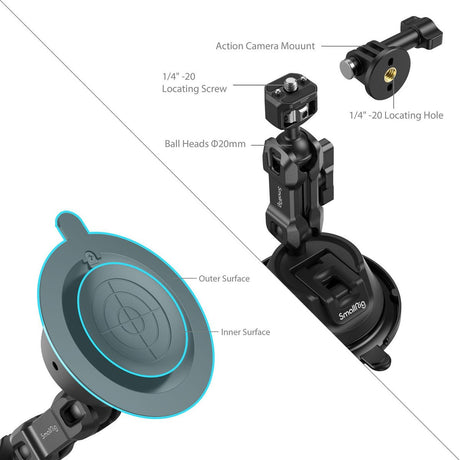 SmallRig 4275 Port. Suction Cup Mt Supp. Kit For Action Cameras/Phones SC-1K - image 2 of 4
