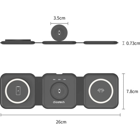 Choetech 3-IN-1 Foldable Magnetic Wireless Charging Station T588-F (Black) - image 4 of 5