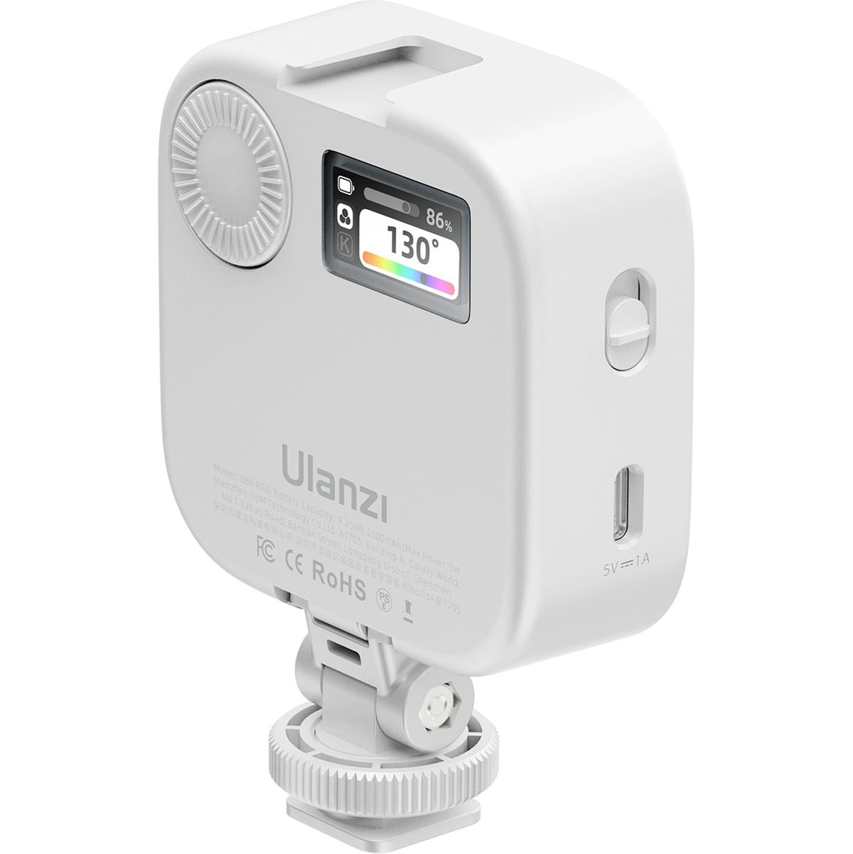 Ulanzi U60 RGB Videolamp Compact Tiltable w/ Clamp White - image 2 of 5