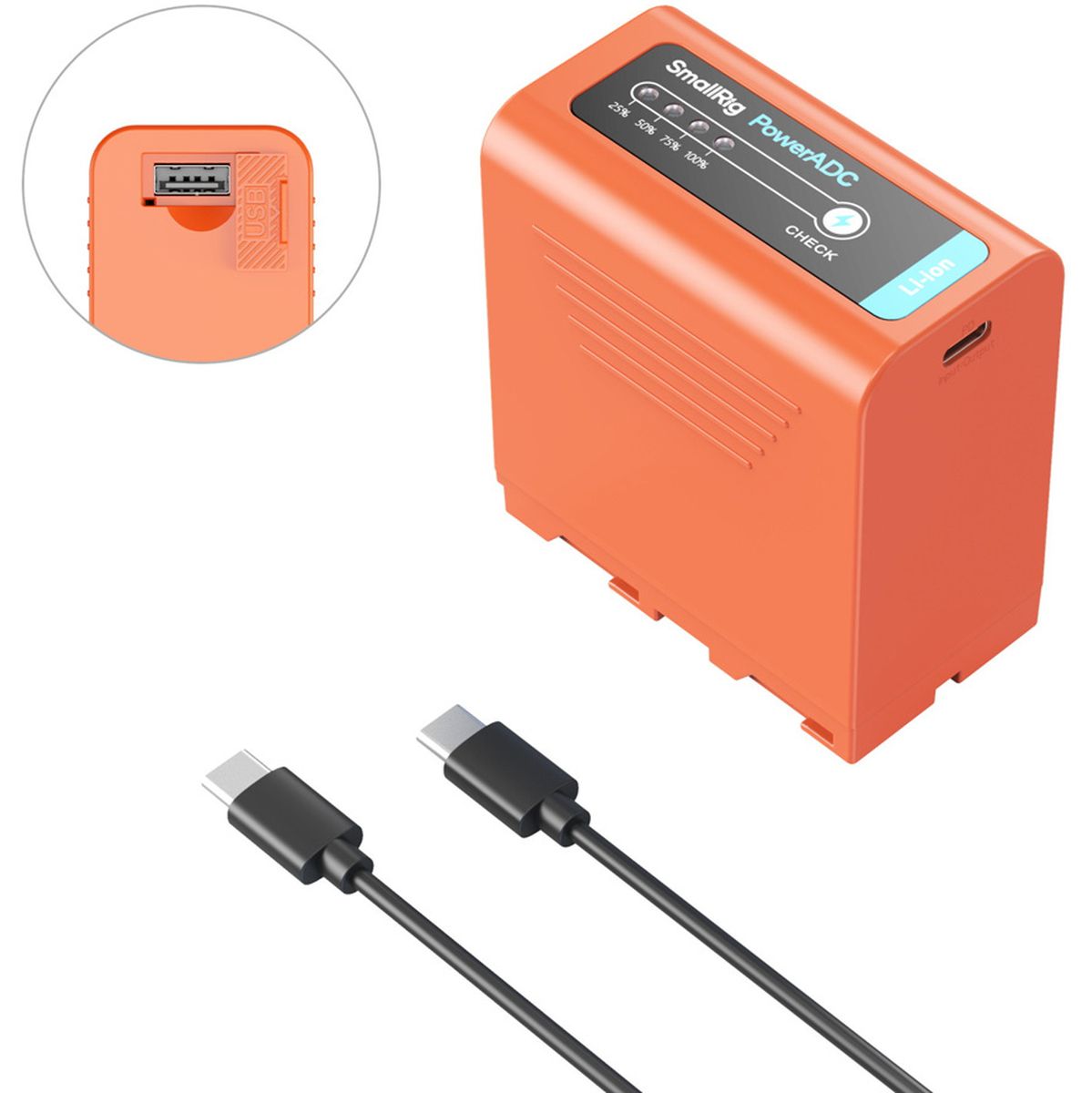 SmallRig 4972 NP F970 USB C Rechargeable Camera Battery (Orange)