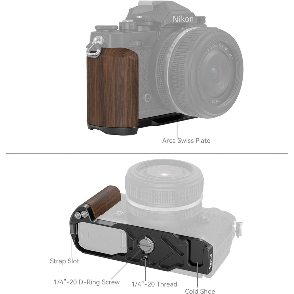 SmallRig 4802 Wooden L Shape Grip For Nikon Z FC (Black)