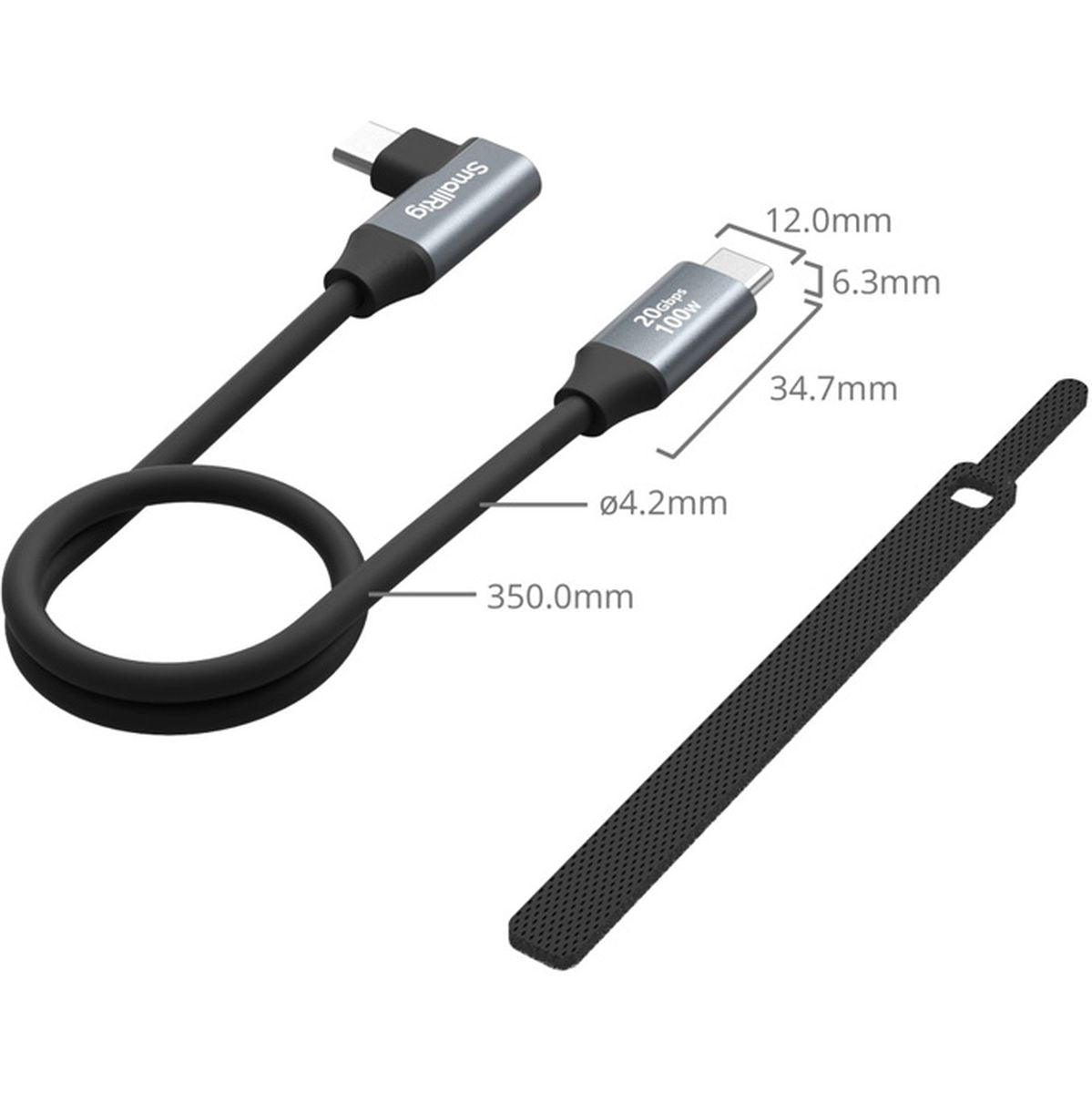 SmallRig USB C (Straight) To USB C (Angled) Data Cable (35cm