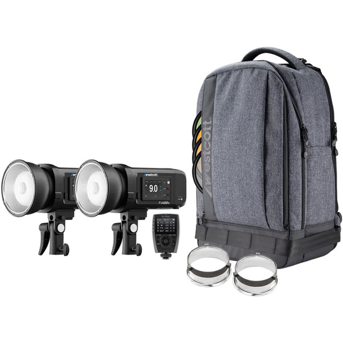 Westcott FJ400 II Strobe 2 Light Backpack Kit w/ FJ X3 M Uni Wireless Trigger