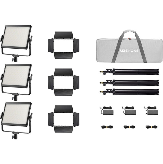 Godox LP600BI K3 Black Litemons Bi Colour LED Light Panel 3 Light Kit