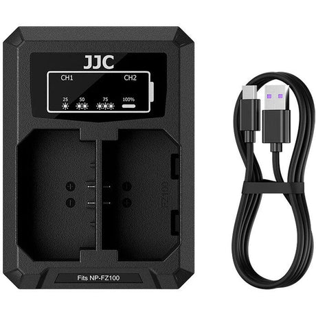 JJC Sony DCH FZ100TC USB C Dual Battery Charger (For Sony NP FZ100)