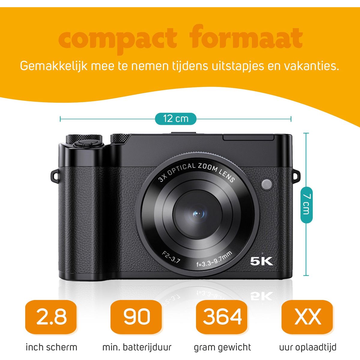 Pora&Co Compacte 5K Digital Camera - Inclusief 32GB SD-Kaart - Black - image 2 of 5