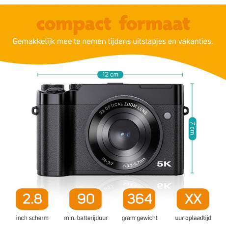 Pora&Co Compacte 5K Digital Camera - Inclusief 32GB SD-Kaart - Black - image 2 of 5
