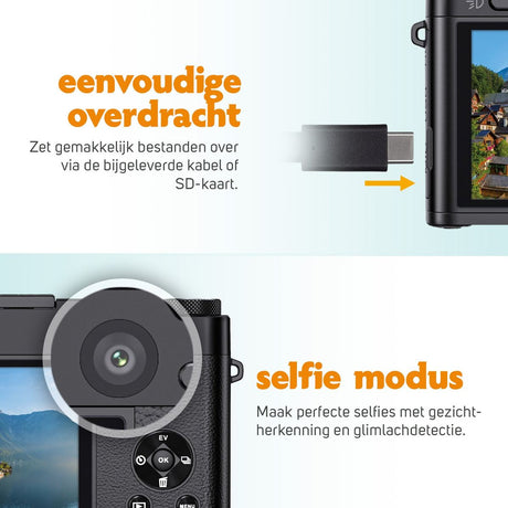 Pora&Co Compacte 5K Digital Camera - Inclusief 32GB SD-Kaart - Black - image 5 of 5