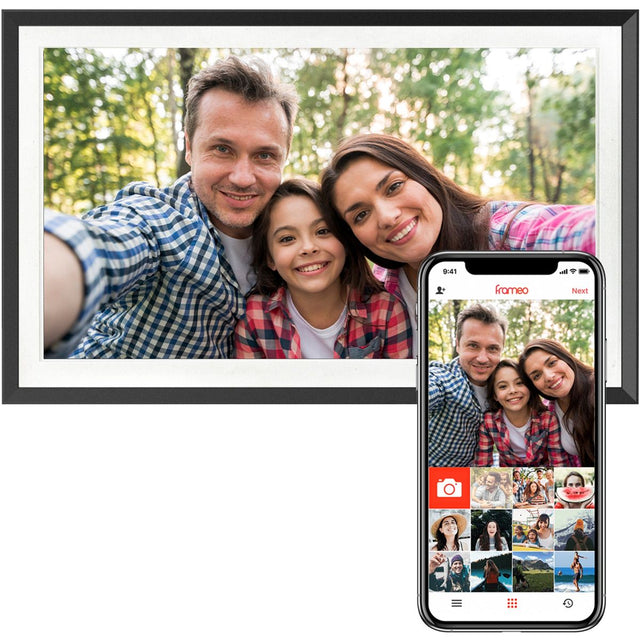 Pora&Co Digital Photo Frame Black Wood w/ WiFi And Frameo App 39cm