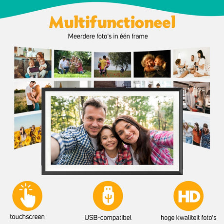 Pora&Co Digital Photo Frame Black Wood w/ WiFi And Frameo App 39cm - image 5 of 5