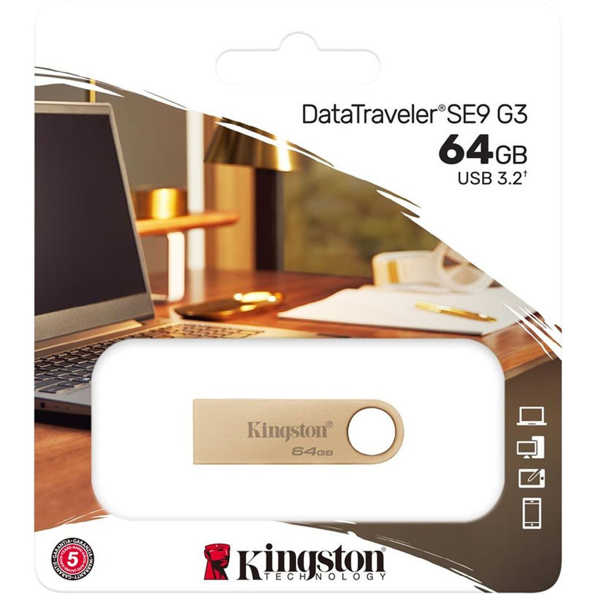Kingston 64GB DT USB 3.2 220MB/s Gen 1 Metal SE9 - image 3 of 3