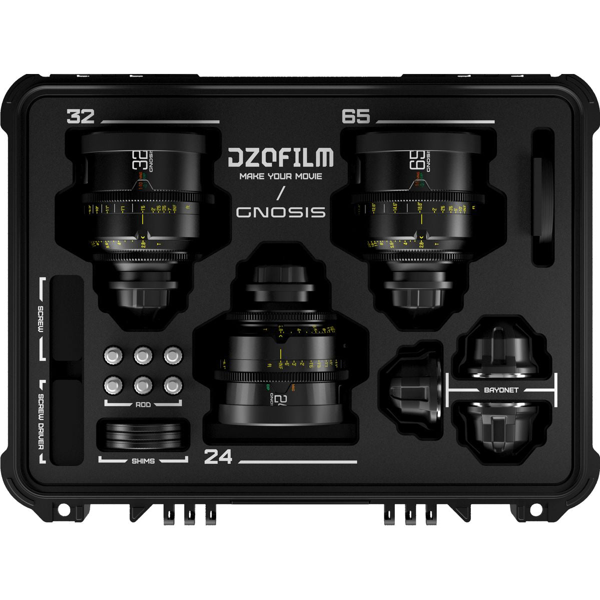 DZOFILM Gnosis Macro 3 Lens Set 24/32/65mm + Hard Case - LPL & PL & EF Mt (FT)